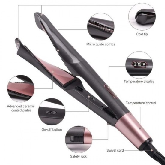 Επαγγελματική Πρέσα Μαλλιών Με Στριφτές Κεραμικές Πλάκες Για Μπούκλες & Ίσιωμα 2 Σε 1 Curl & Straight Confidence