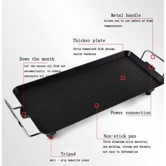 Ηλεκτρική Αντικολλητική Πλάκα Ψησίματος 1700W Με Ρυθμιζόμενο Θερμοστάτη JNSDKP1