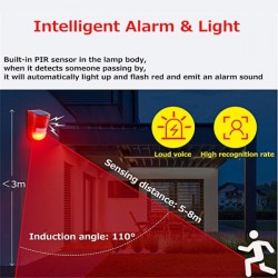 Ηλιακός Αδιάβροχος Συναγερμός 129dB Με Αισθητήρα Κίνησης & Προειδοποιητικό Led Φως JG666