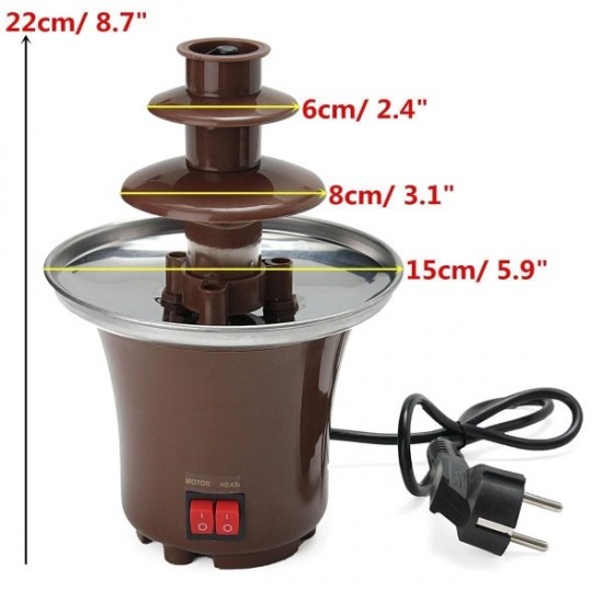 Mini Συντριβάνι Για Fondue Σοκολάτας 3 Επιπέδων Από Ανοξείδωτο Χάλυβα Chocolate Fondue Fountain