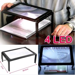 Μεγεθυντικός Φακός 3X/A4 Με Φωτισμό 4 LED Πολλαπλών Χρήσεων HandsFree Magnifier