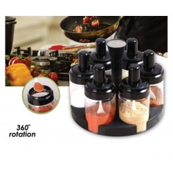 Σετ 6 Δοχεία Μπαχαρικών Με Ενσωματωμένο Κουταλάκι Και Περιστρεφόμενη Βάση JM620