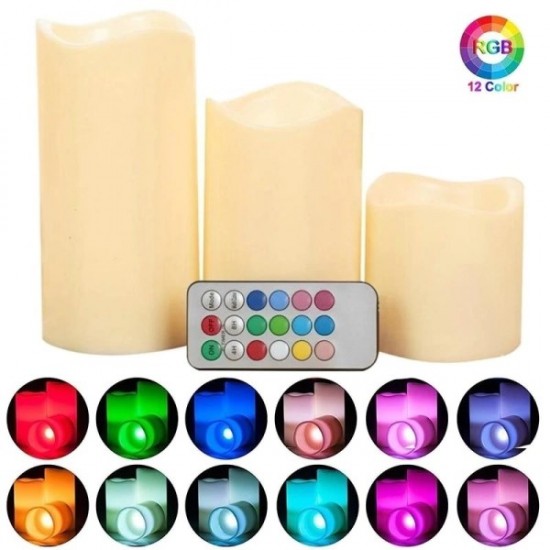 Σετ Διακοσμητικά Αληθινά Κεριά 12 LED RGB Με Άρωμα Βανίλιας & Τηλεχειριστήριο Εσωτερικού Χώρου Glow Candles
