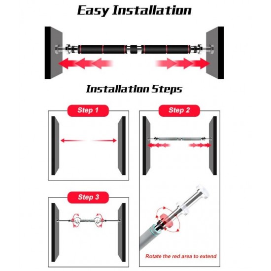 Μονόζυγο-Τηλεσκοπική Μπάρα Εκγύμνασης Πόρτας Με Αντιολισθητικές Αφρώδεις Λαβές 60-100cm