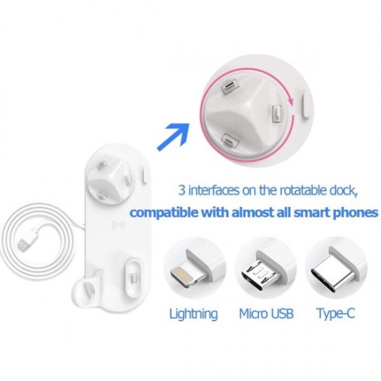 Πολυλειτουργική Ασύρματη Βάση Φόρτισης 5 Σε 1 – Multi-Function Charging Stand For IPhone/Micro USB/Type-C Phone & IWatch/AirPods