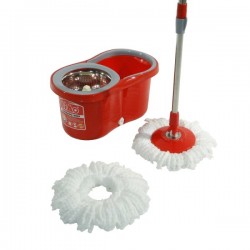 Σετ Κουβάς με Ανοξείδωτο Κάδο και Διπλό Σύστημα Περιστροφής 360° με Σφουγγαρίστρα Περιστρεφόμενη – Liao 2-Way Drive Tornado Mop