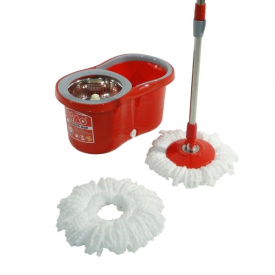 Σετ Κουβάς με Ανοξείδωτο Κάδο και Διπλό Σύστημα Περιστροφής 360° με Σφουγγαρίστρα Περιστρεφόμενη – Liao 2-Way Drive Tornado Mop