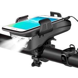 Επαναφορτιζόμενο Αδιάβροχο LED Φώς Ποδηλάτου με Κόρνα, Βάση Κινητού και Powerbank 4 σε 1 CK-2020