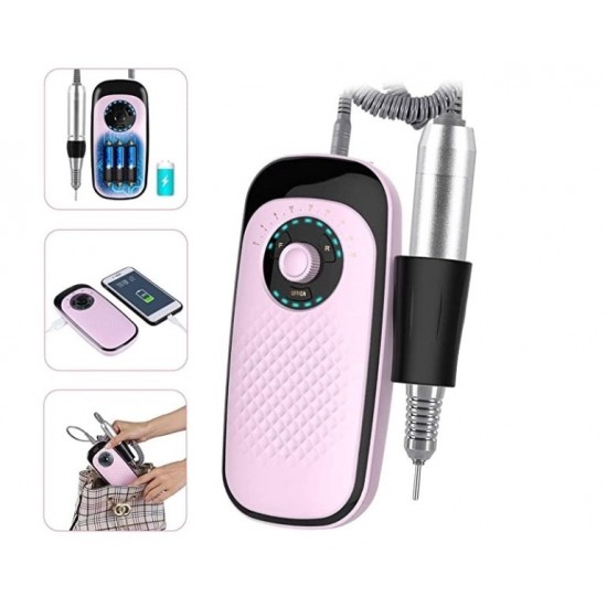 Επαγγελματικός Mini Φορητός Τροχός Μανικιούρ Πεντικιούρ 35000 RPM 25W με 6 Φρέζες SML M7