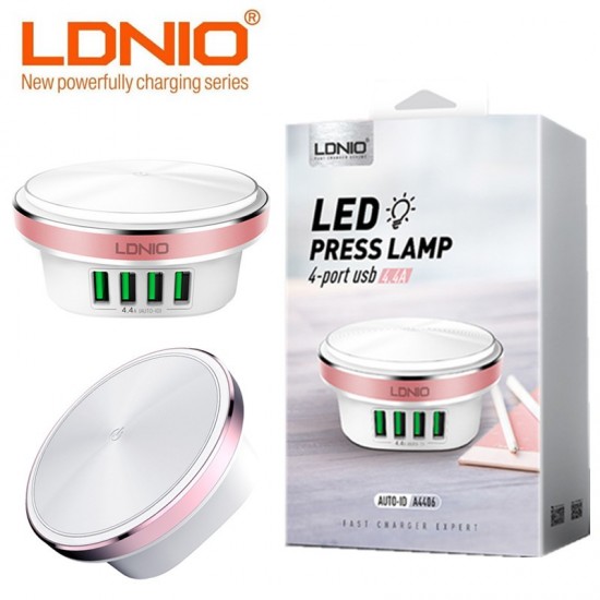 Επιτραπέζιο Φωτάκι Νυκτός & Ταχυφορτιστής 4 x USB