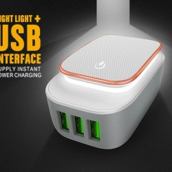 Φορτιστής Πρίζας LED Με 3 υποδοχές