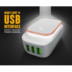 Φορτιστής Πρίζας LED Με 3 υποδοχές