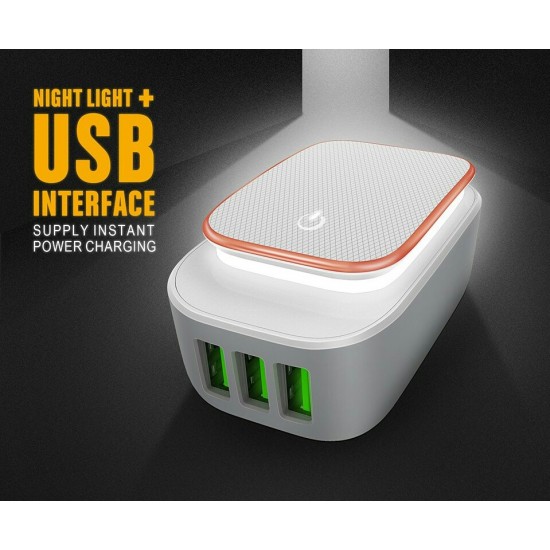 Φορτιστής Πρίζας LED Με 3 υποδοχές