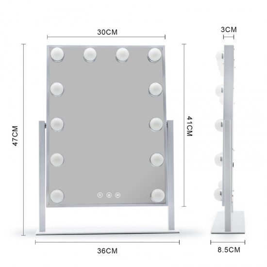 Καθρέπτης Μακιγιάζ με 12 Λαμπτήρες LED και 3 Χρώματα Φωτισμού