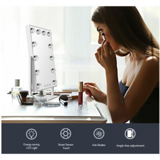 Καθρέπτης Μακιγιάζ με 12 Λαμπτήρες LED και 3 Χρώματα Φωτισμού
